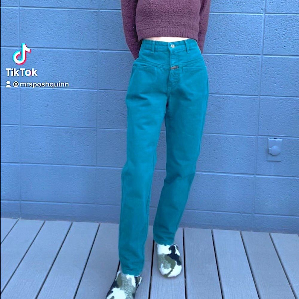 Marithé François Girbaud Pedal Pusher Vintage 1980’s Denim Jeans Blue/Green 9/10